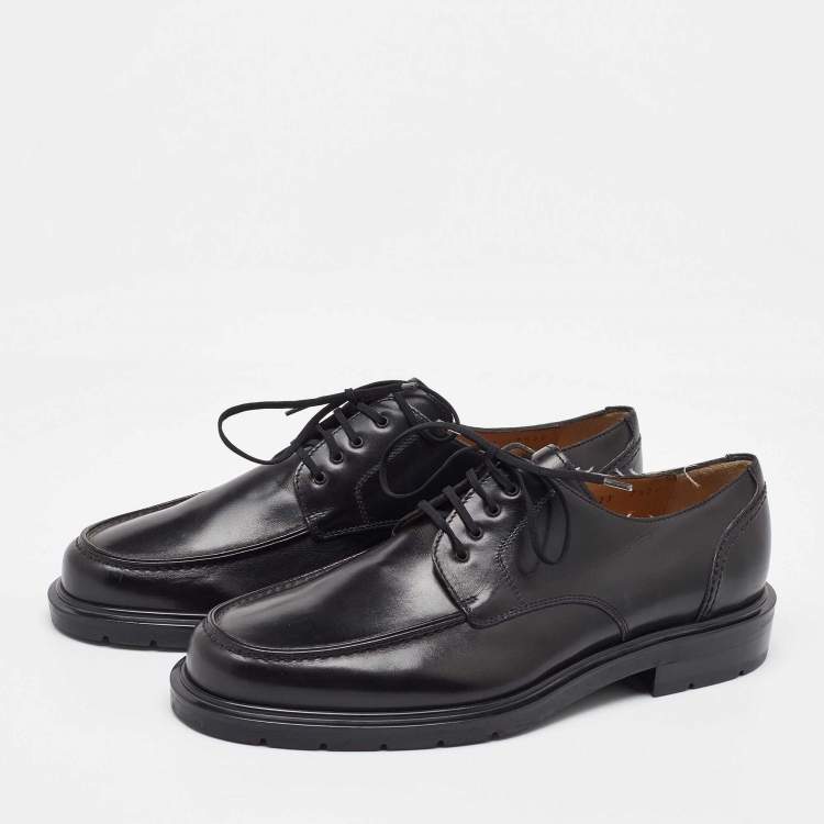 Pre Owned Salvatore Ferragamo Black Leather Lace Up Derby Size 41.5