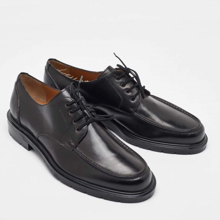 Pre Owned Salvatore Ferragamo Black Leather Lace Up Derby Size 41.5