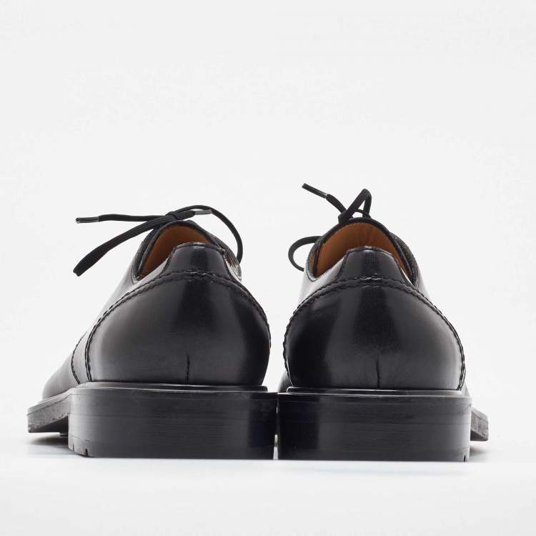 Pre Owned Salvatore Ferragamo Black Leather Lace Up Derby Size 41.5