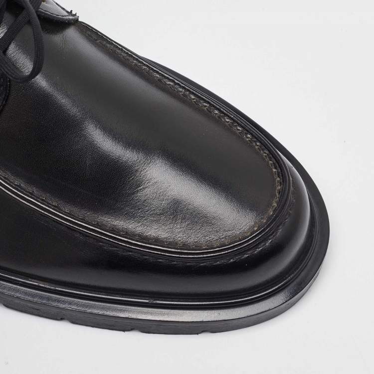 Pre Owned Salvatore Ferragamo Black Leather Lace Up Derby Size 41.5