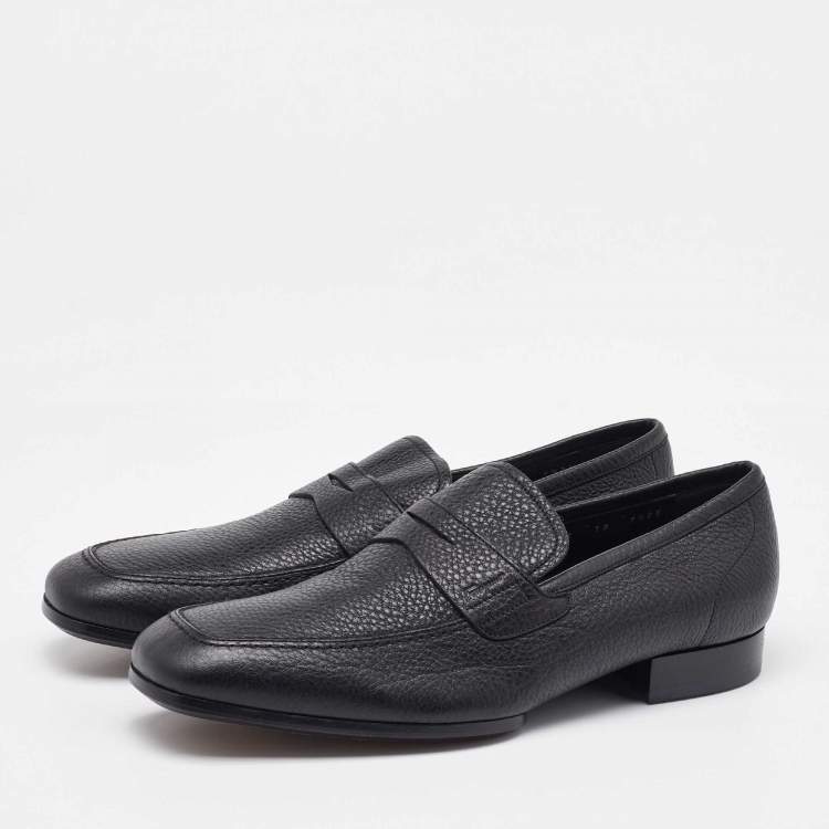 Pre Owned Salvatore Ferragamo Black Leather Slip On Loafers Size 41.5