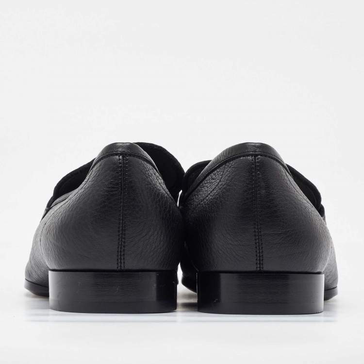 Pre Owned Salvatore Ferragamo Black Leather Slip On Loafers Size 41.5