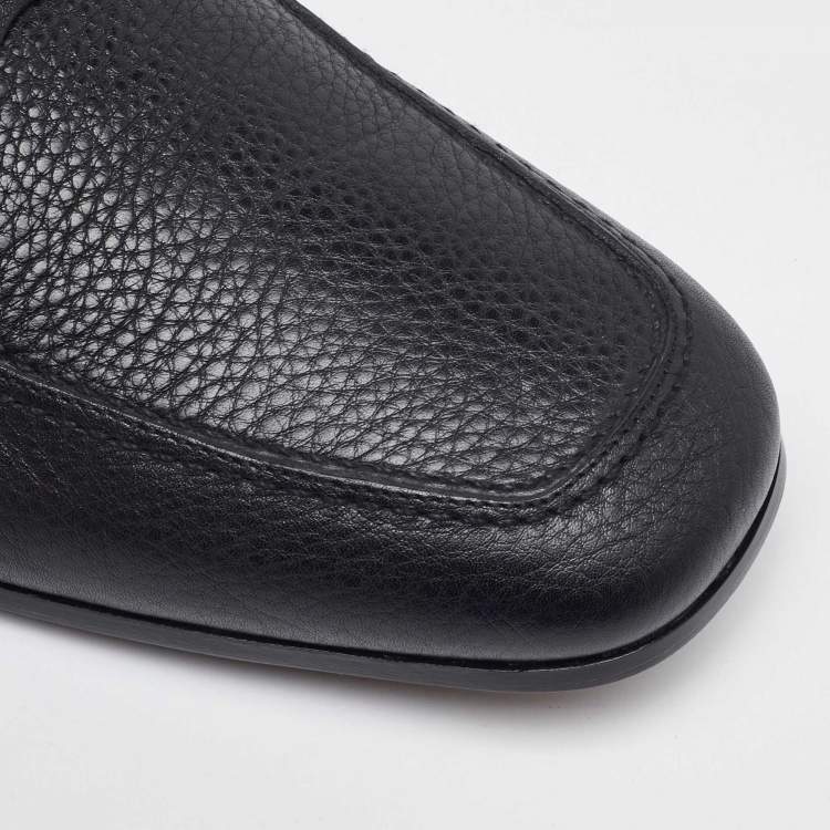 Pre Owned Salvatore Ferragamo Black Leather Slip On Loafers Size 41.5