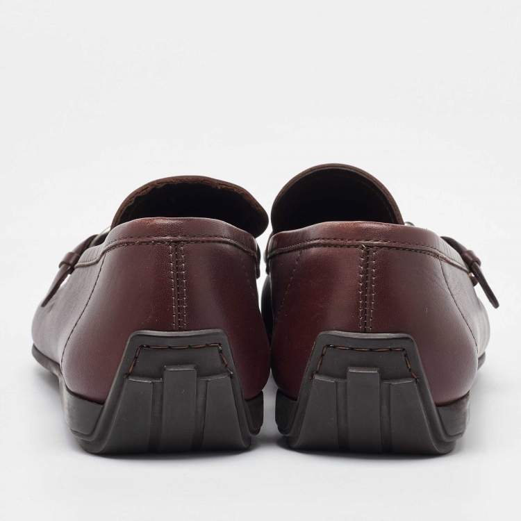 Pre Owned Salvatore Ferragamo Brown Leather Slip On Gancio Loafers Size 41.5