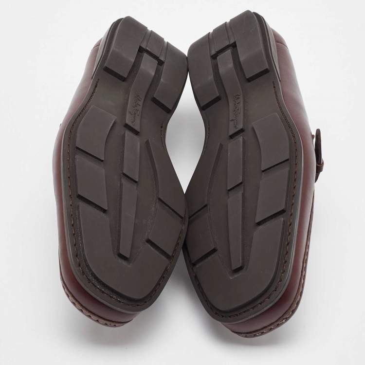 Pre Owned Salvatore Ferragamo Brown Leather Slip On Gancio Loafers Size 41.5