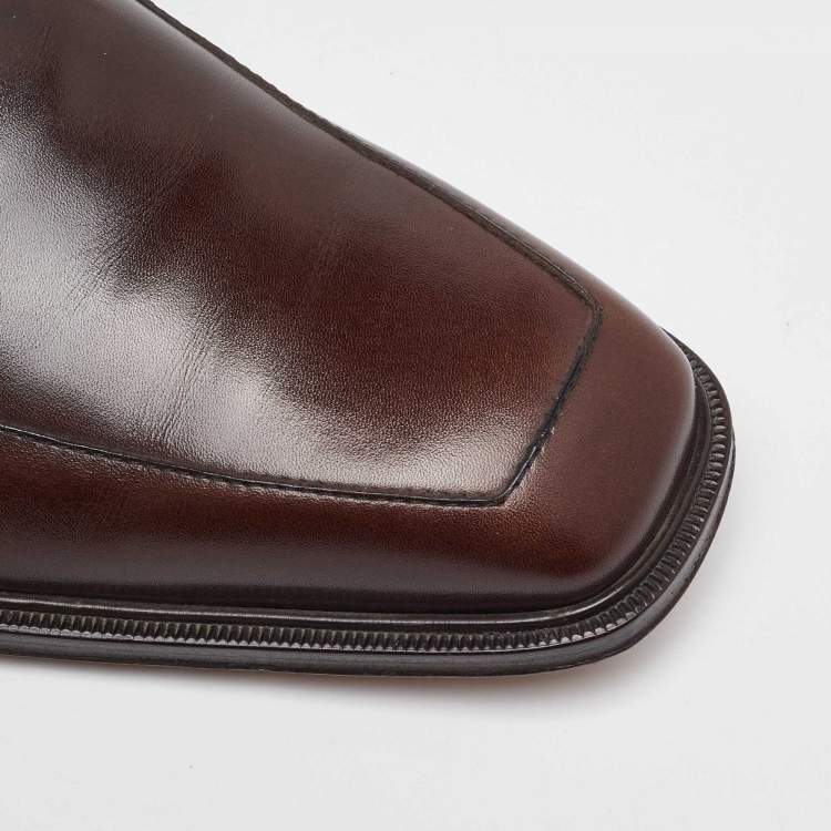 Pre Owned Salvatore Ferragamo Brown Leather Lace Up Derby Size 41.5
