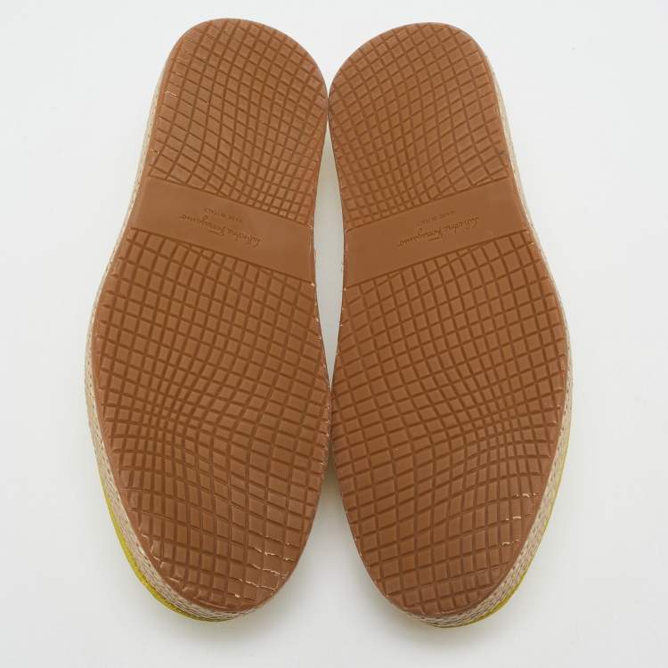 Pre Owned Salvatore Ferragamo Yellow Lizard Lampedusa Espadrilles Size 42