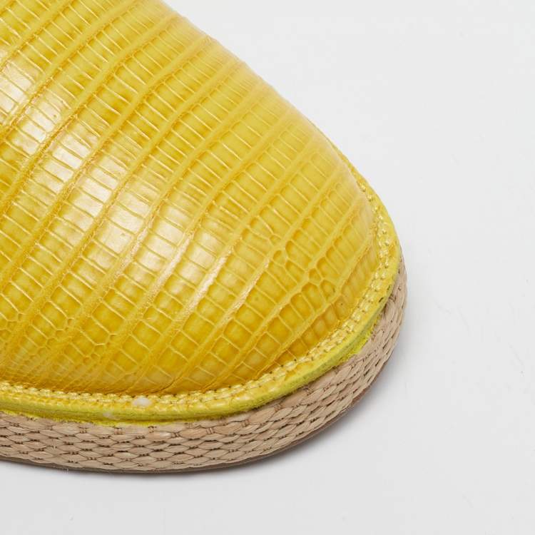 Pre Owned Salvatore Ferragamo Yellow Lizard Lampedusa Espadrilles Size 42