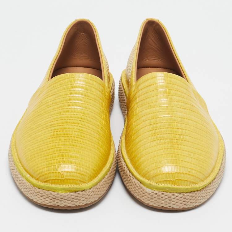 Pre Owned Salvatore Ferragamo Yellow Lizard Lampedusa Espadrilles Size 42
