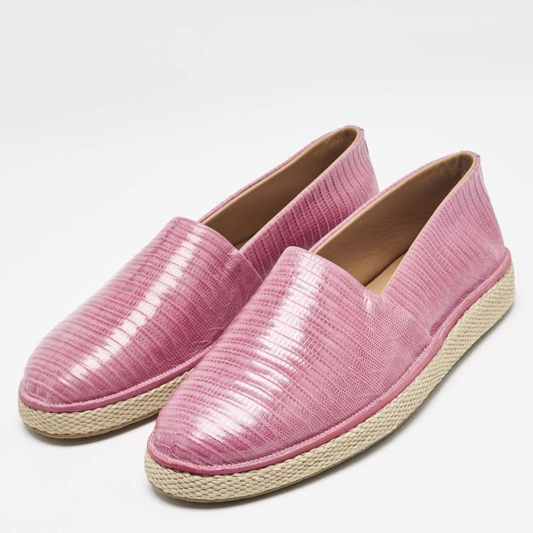 Pre Owned Salvatore Ferragamo Pink Lizard Lampedusa Espadrilles Size 44