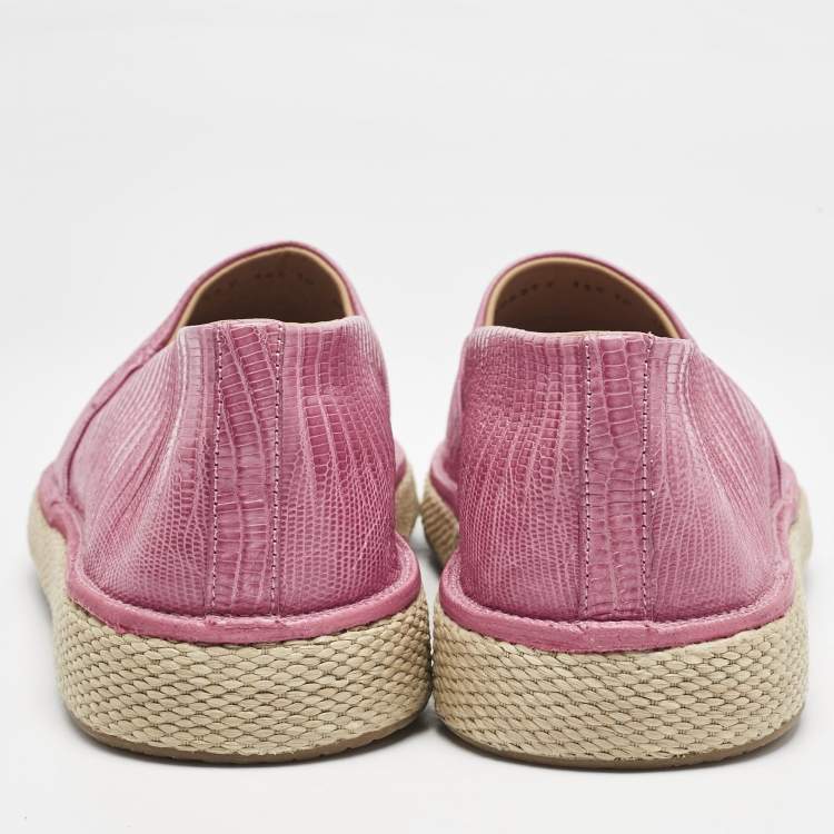 Pre Owned Salvatore Ferragamo Pink Lizard Lampedusa Espadrilles Size 44