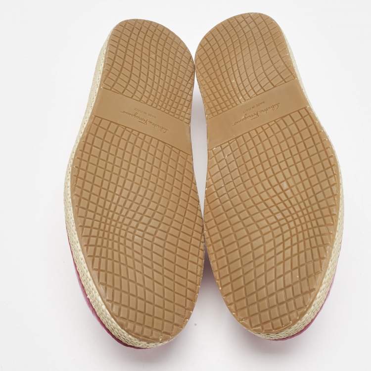 Pre Owned Salvatore Ferragamo Pink Lizard Lampedusa Espadrilles Size 44