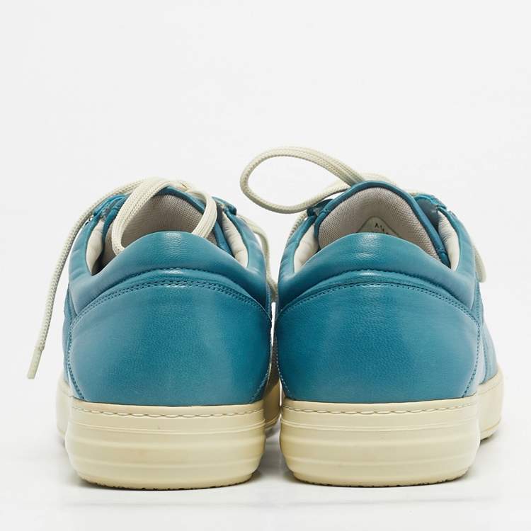 Pre Owned Salvatore Ferragamo Blue Leather Lace Up Sneakers Size 41.5