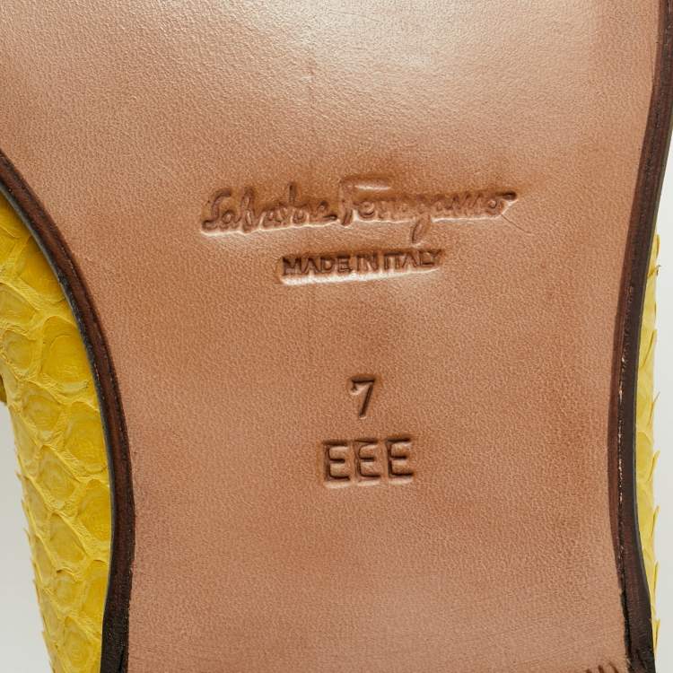 Pre Owned Salvatore Ferragamo Yellow Python Leather Mason Loafers Size 41