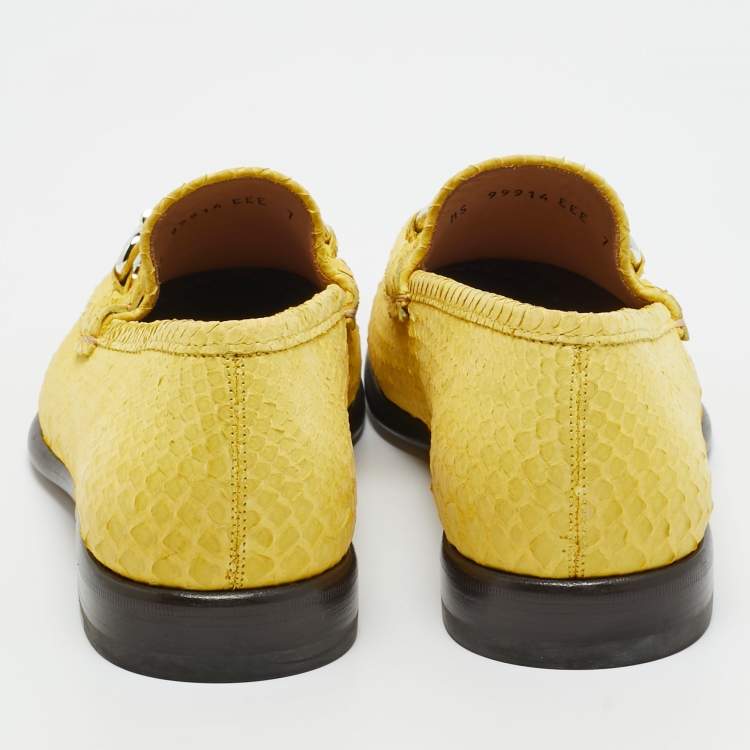 Pre Owned Salvatore Ferragamo Yellow Python Leather Mason Loafers Size 41