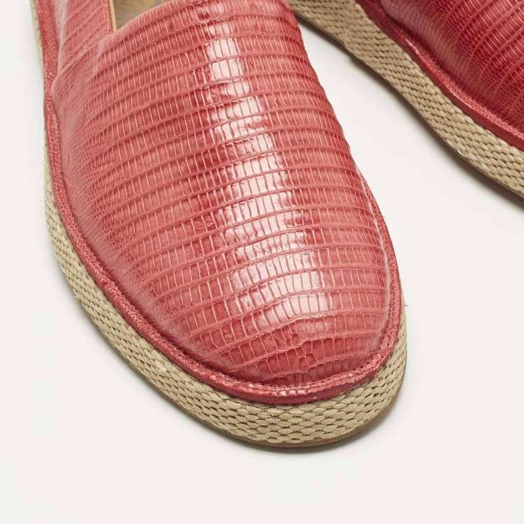 Pre Owned Salvatore Ferragamo Red Lizard Lampedusa Espadrilles Size 42