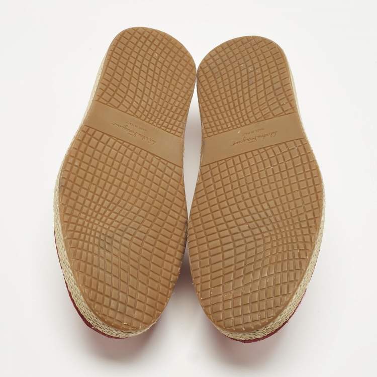 Pre Owned Salvatore Ferragamo Red Lizard Lampedusa Espadrilles Size 42