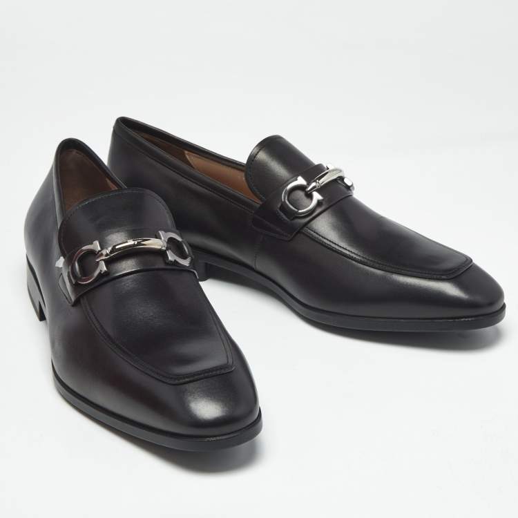 Pre Owned Salvatore Ferragamo Black Leather Benford Loafers Size 44.5