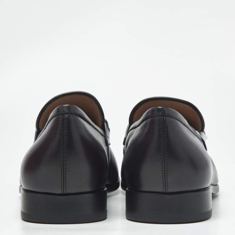 Pre Owned Salvatore Ferragamo Black Leather Benford Loafers Size 44.5