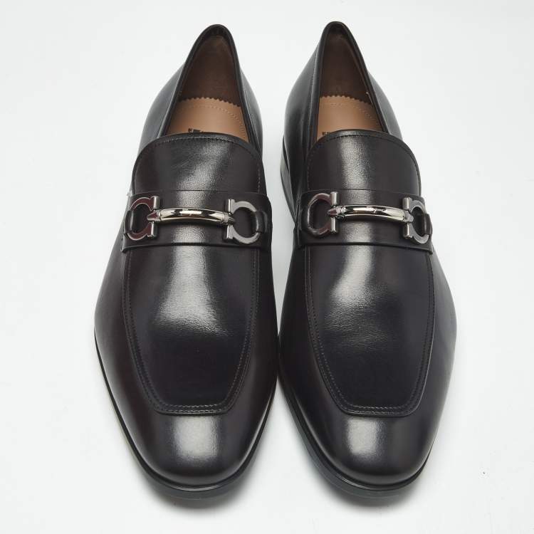 Pre Owned Salvatore Ferragamo Black Leather Benford Loafers Size 44.5