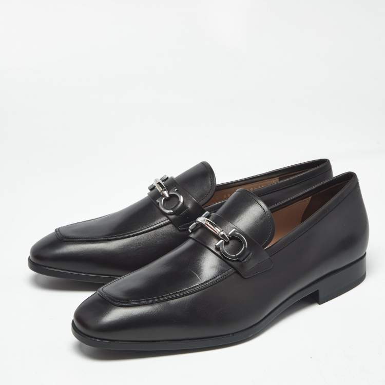 Pre Owned Salvatore Ferragamo Black Leather Benford Loafers Size 44.5