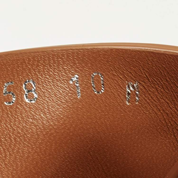 Pre Owned Salvatore Ferragamo Size 44 Brown Leather Crisscross Flat Slides