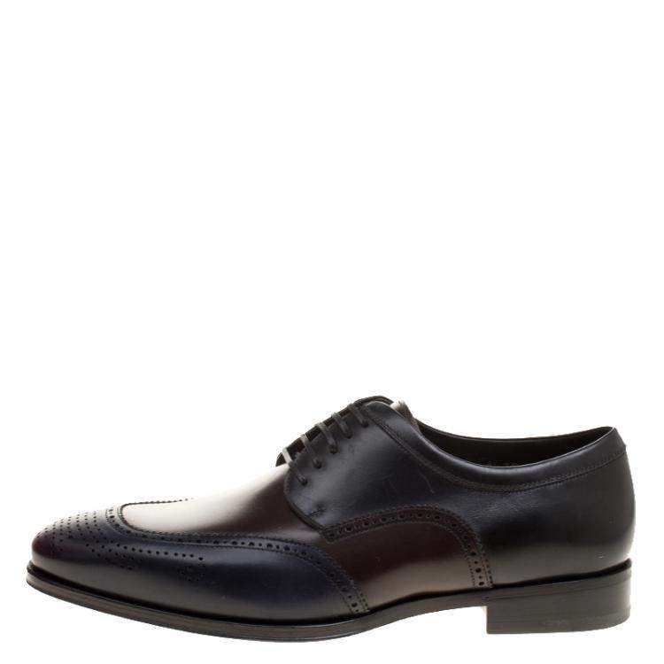 Pre Owned Salvatore Ferragamo Tricolor Leather Brogue Oxfords Size 43.5