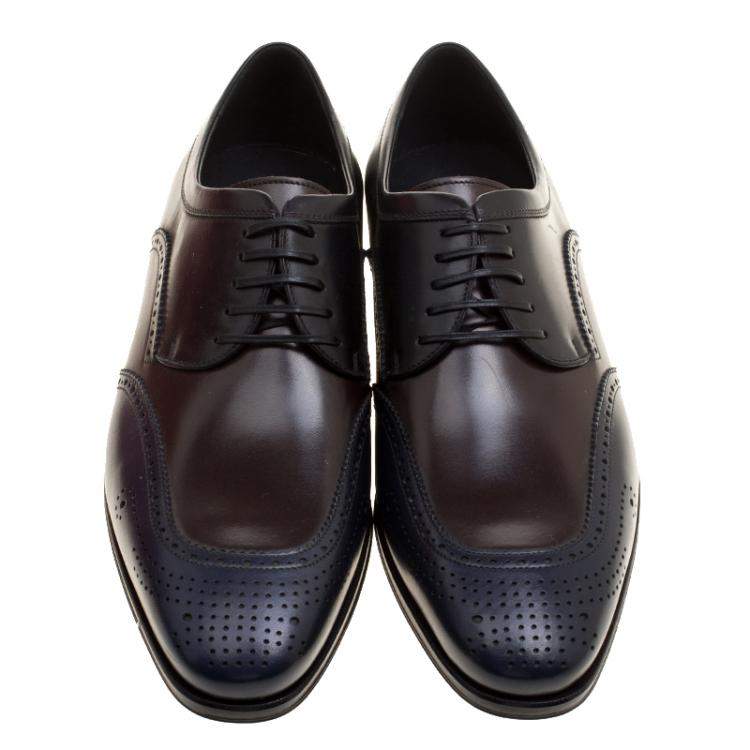 Pre Owned Salvatore Ferragamo Tricolor Leather Brogue Oxfords Size 43.5