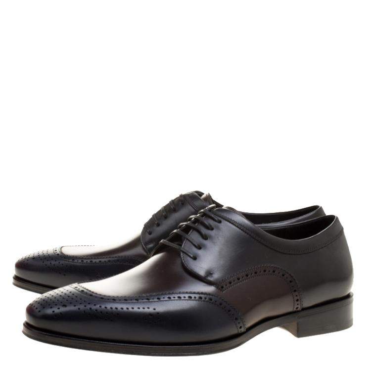 Pre Owned Salvatore Ferragamo Tricolor Leather Brogue Oxfords Size 43.5