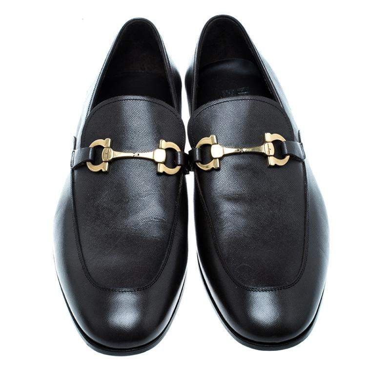 Pre Owned Salvatore Ferragamo Brown Leather Germain Bit Loafers Size 46