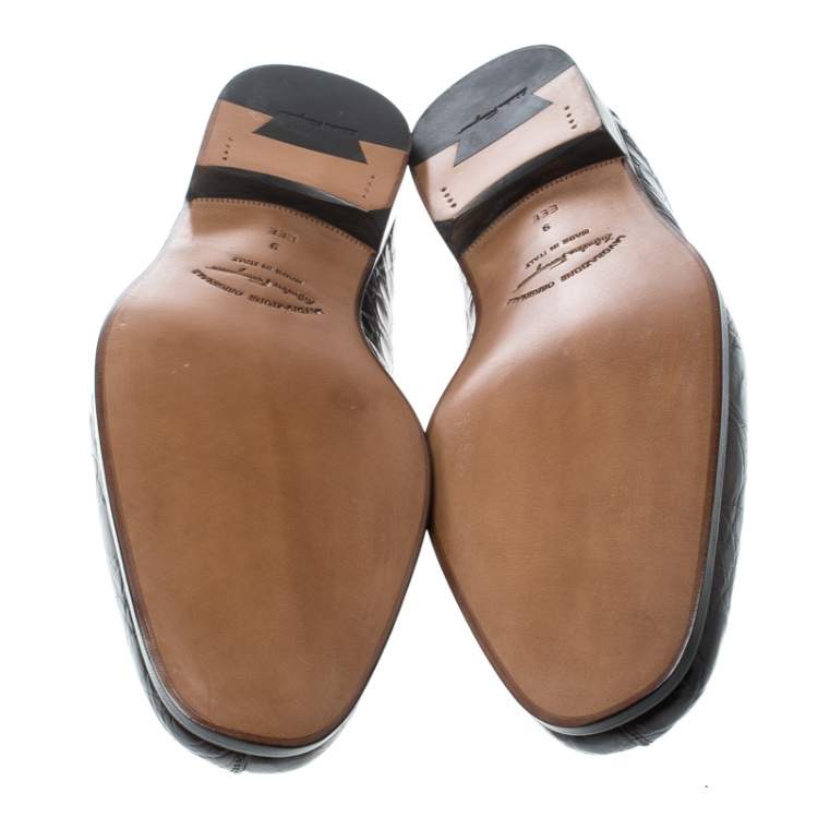 مملوكة مسبقًا Salvatore Ferragamo Mocca Crocodile Leather Pablo Penny Loafers Size 43