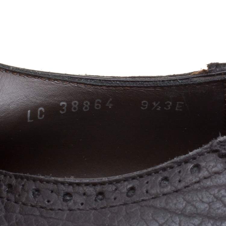 Pre Owned Salvatore Ferragamo Black Brogue Leather Genesis Fringe Detail Wingtip Oxford Size 43.5