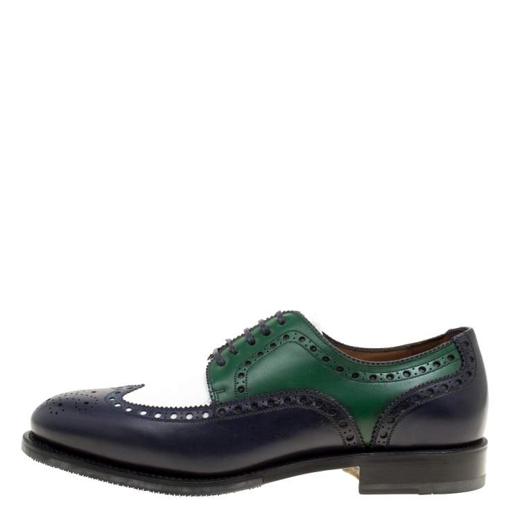 Pre Owned Salvatore Ferragamo Tricolor Brogue Leather Lawson Wingtip Derby Size 41