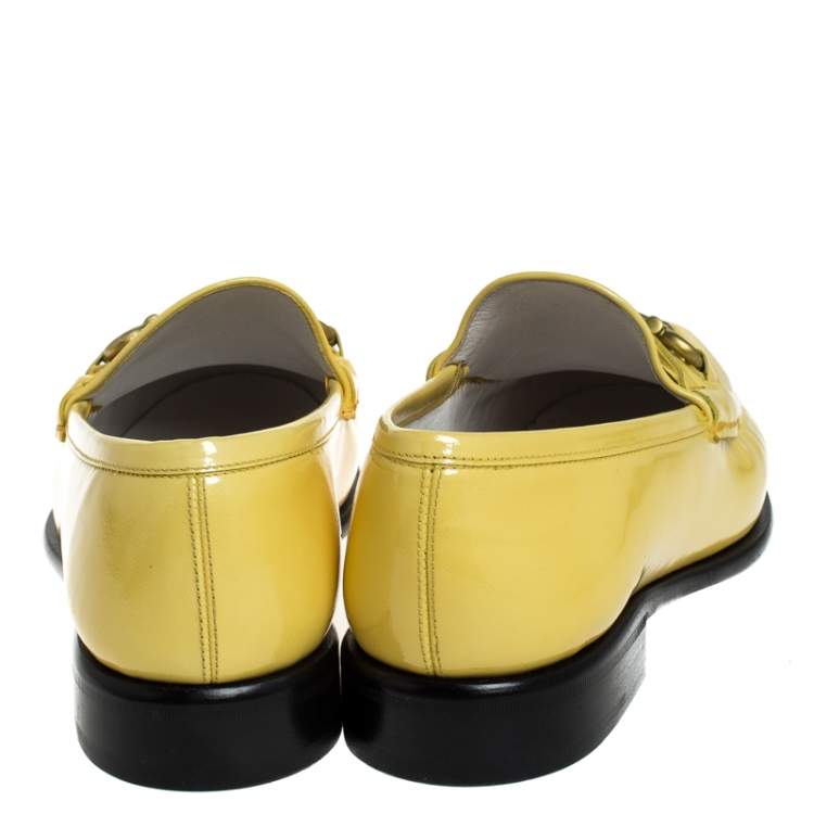 Pre Owned Salvatore Ferragamo Yellow Patent Leather Mason Loafers Size 44