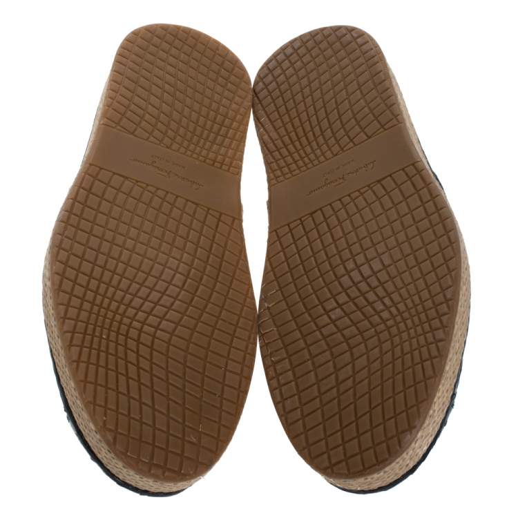 Pre Owned Salvatore Ferragamo Blue Crocodile Leather Lampedusa Espadrilles Size 43.5