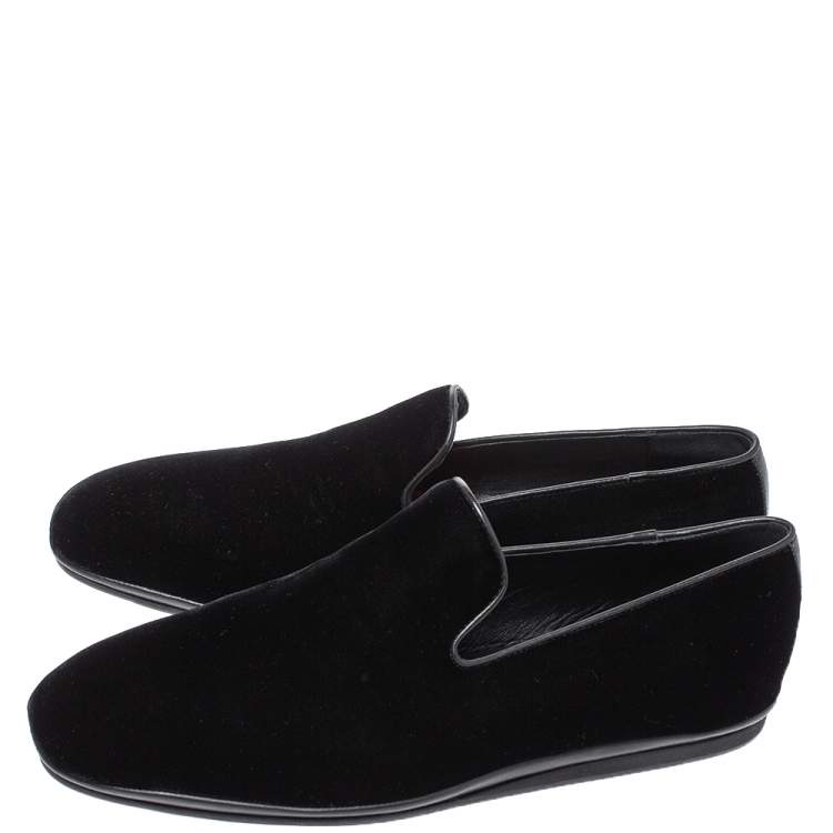 Pre Owned Salvatore Ferragamo Black Velvet Loafers Size 42