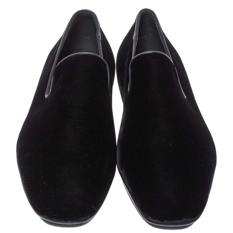 Pre Owned Salvatore Ferragamo Black Velvet Loafers Size 42