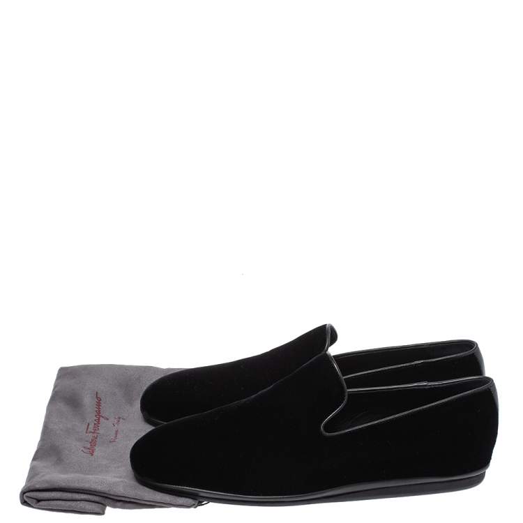 Pre Owned Salvatore Ferragamo Black Velvet Loafers Size 42