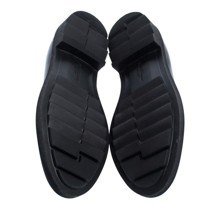 Pre Owned Salvatore Ferragamo Black Leather Laceless Oxford Shoes Size 42