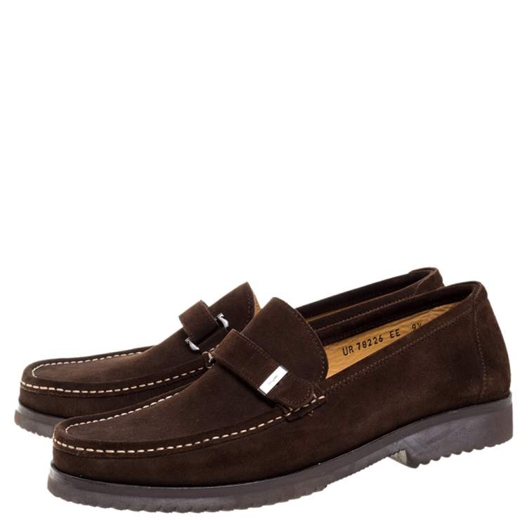 Pre Owned Salvatore Ferragamo Brown Suede Loafers Size 43.5
