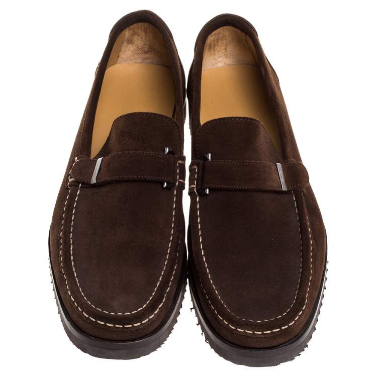 Pre Owned Salvatore Ferragamo Brown Suede Loafers Size 43.5