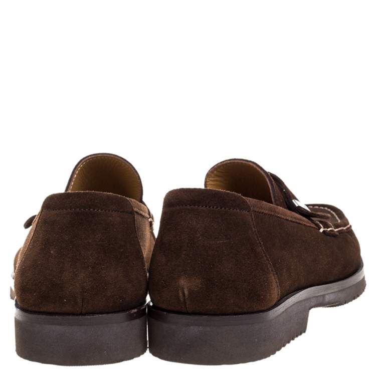 Pre Owned Salvatore Ferragamo Brown Suede Loafers Size 43.5