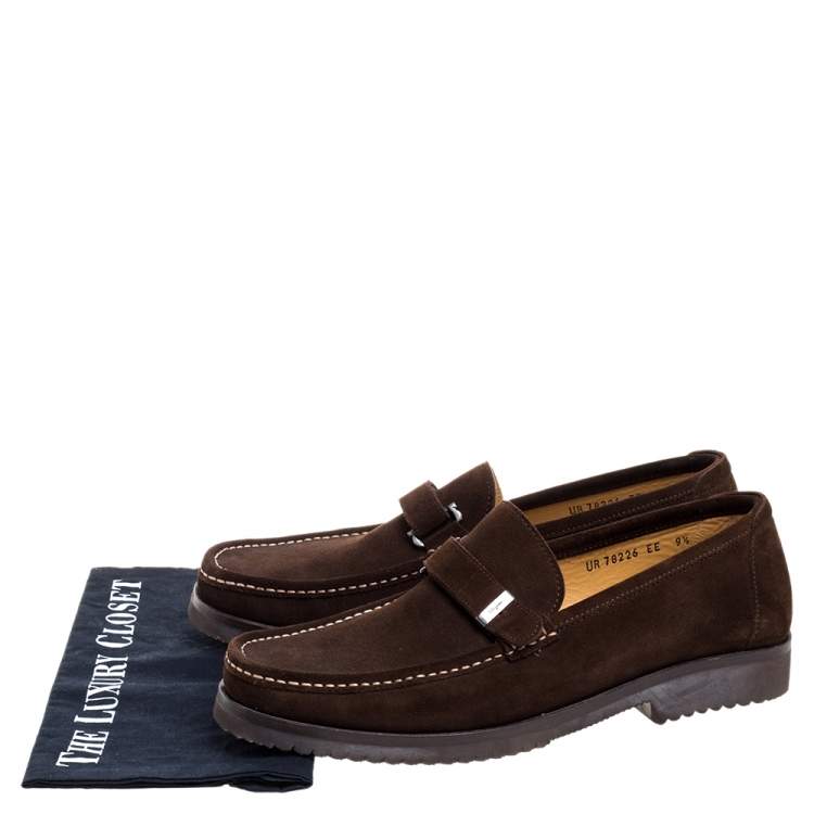 Pre Owned Salvatore Ferragamo Brown Suede Loafers Size 43.5