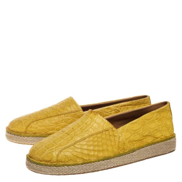 Pre Owned Salvatore Ferragamo Yellow Crocodile Leather Lampedusa Espadrilles Size 44