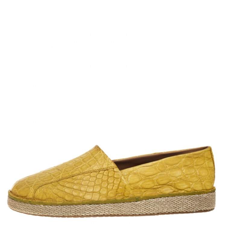 Pre Owned Salvatore Ferragamo Yellow Crocodile Leather Lampedusa Espadrilles Size 44