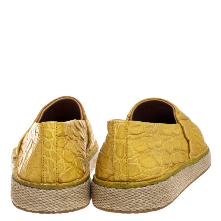 Pre Owned Salvatore Ferragamo Yellow Crocodile Leather Lampedusa Espadrilles Size 44