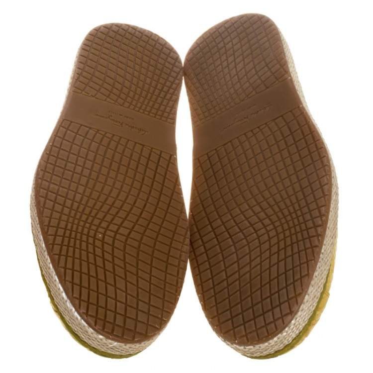 Pre Owned Salvatore Ferragamo Yellow Crocodile Leather Lampedusa Espadrilles Size 44