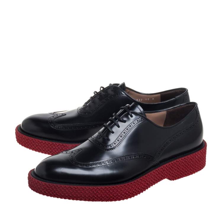 Pre Owned Salvatore Ferragamo Black Brogue Leather Thierry Oxfords Size 44