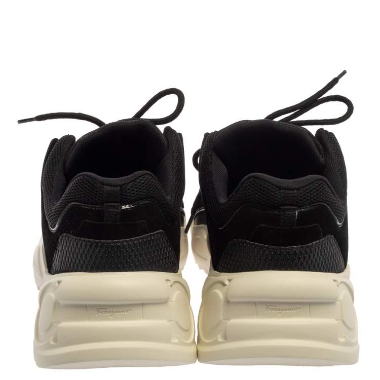 Pre Owned Salvatore Ferragamo Black Suede And Mesh Skylar Sneakers Size 44 