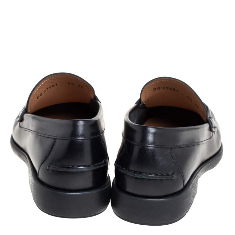 Pre Owned Salvatore Ferragamo Black Leather Faraone Loafers Size 39.5